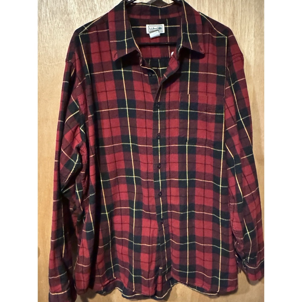 L.L. Bean Flannel Shirt XXL Red Plaid Button Down